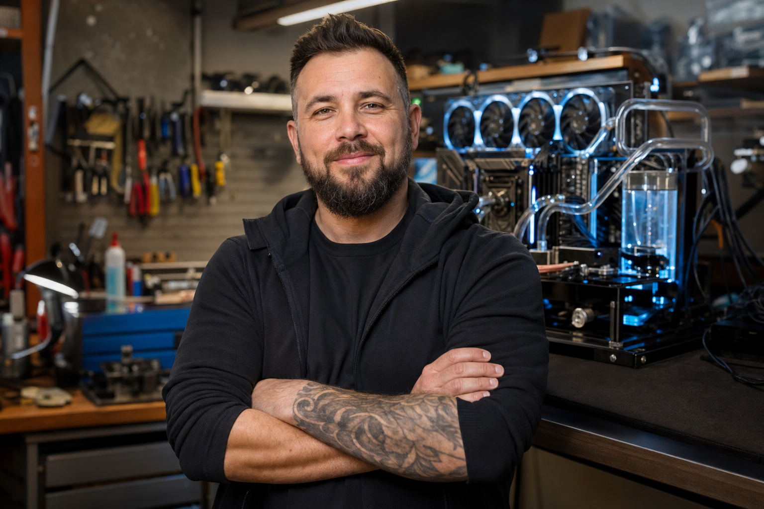 Jason Park, founder of Overclock.click, at his test bench